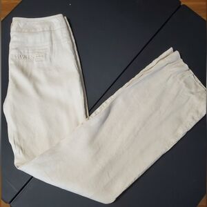 CAbi Linen Blend Cream Straight Leg Pants Womens Size 2 Career Casual